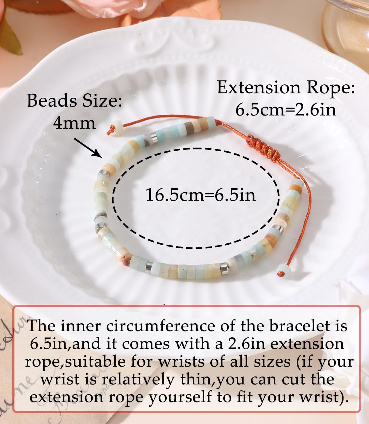 CASDAN Natural Crystal Healing Beaded Bracelet for Women Natural Stone Adjustable Braided Rope Bracelets Spiritual Inspirational Gifts Bracelets