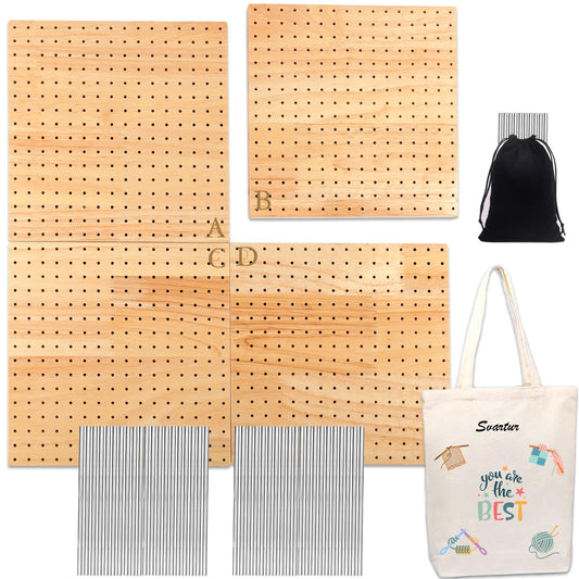 Svartur 4 Pcs (Total 17") Expandable Crochet Blocking Board with Magnetic Interior Edges, 40 Pegs, Large Blocking Boards for Crochet Projects with Pegs, Granny Square Blocking Mat Board