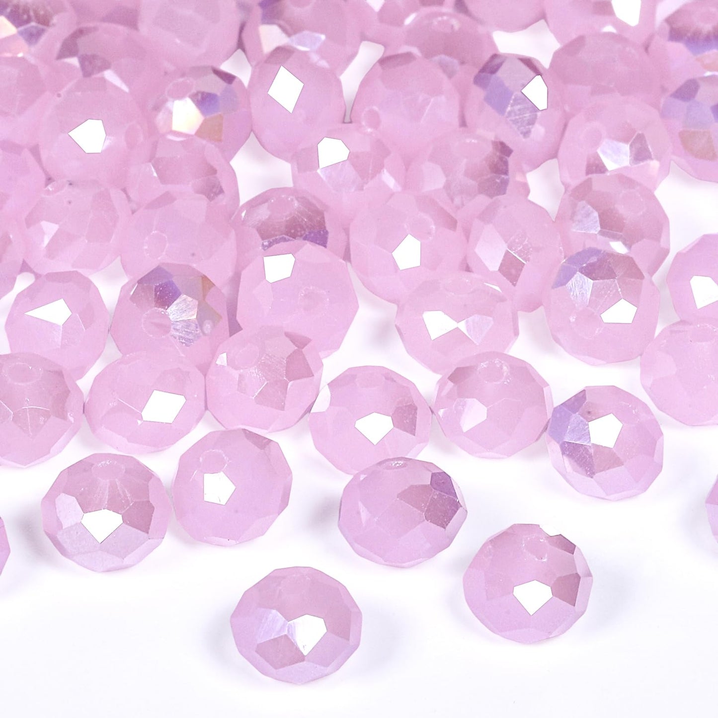 NITOPUPU 500pcs 6mm Crystal Glass Beads for Jewelry Making Faceted Rondelle Flat Beads for Bracelets Necklace Earrings DIY Crafts (Pink AB Jade Crystal Bead)