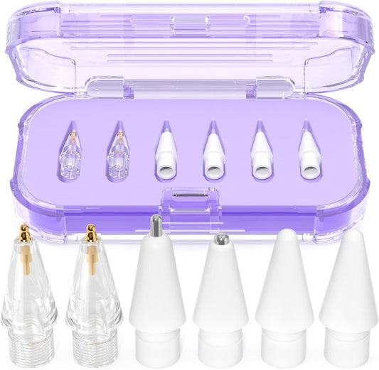 AZF Pro/USB-C/2nd Gen/1st Accessories-6 Pack(Purple) Replacement Tips for Apple Pencil Gen Tips with Storage BoxMix