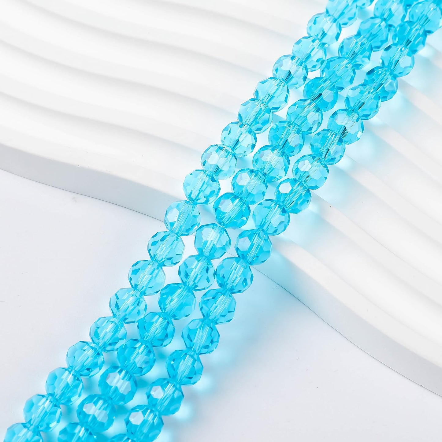 450PCS 6MM Aquamarine Round Crystal Glass Beads for Jewelry Making,Novborcz Glass Beads Faceted Rondelle Beads DIY Glass Crystal Beads for Bracelets Necklace Pendants Jewelry Making DIY Craft