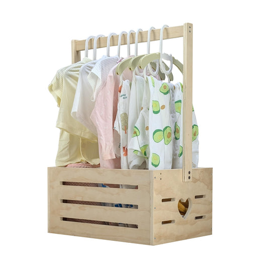 ARTAWEIN Wooden Baby Shower Crate Closet Clothes Hangers Dividers Large Gift Basket Boys Girls Wood Box Storage Display Handles Ivy Garland Welcome Gifts New Parents