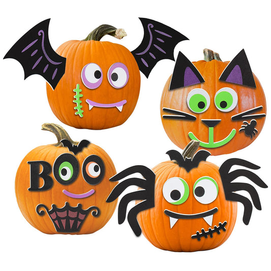 16 Packs Foam Halloween Pumpkins Decorations Stickers, Make Funny Pumpkins Craft Kits for Holiday Decor Kit Party Best Gift for Kids Adult Girls Boys DIY Jack-O-Lantern Pumpkin