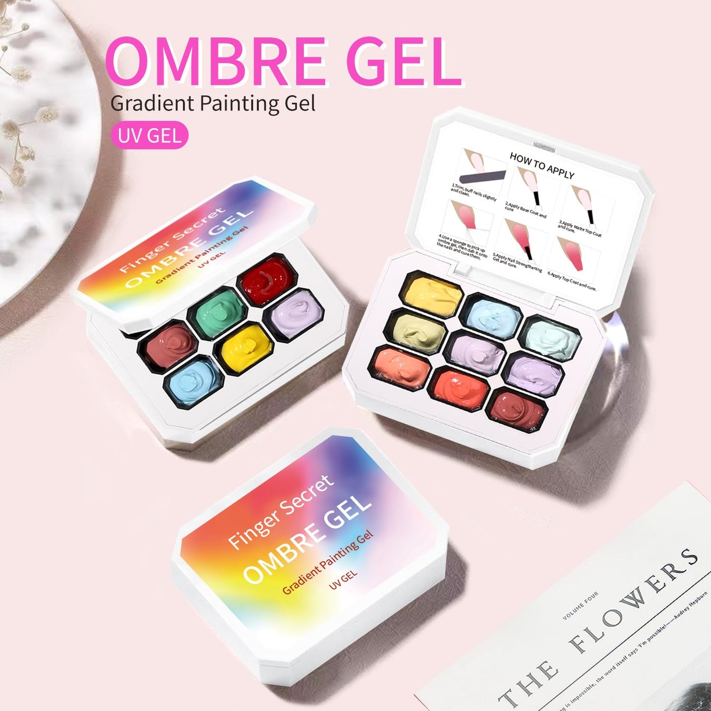 AOBOO Ombre Gel Nail Polish Nail Sponges for Ombres 9 Series Colorful Blush Effect Pat Painting Gradient Blooming Gel for Ombre Nails Multistyle French Manicure Nail Art DIY Home (A2, 1)