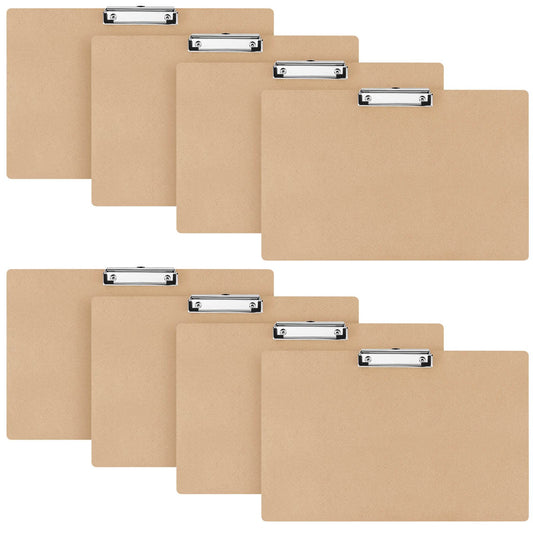 Henoyso 8 Pcs 11x17 Clipboard Wooden Horizontal Lap Board Extra Large Wood Clip Board with Low Profile Clip Desk Brown Landscape for Drawing Sketch Art for Classroom Office School Architects