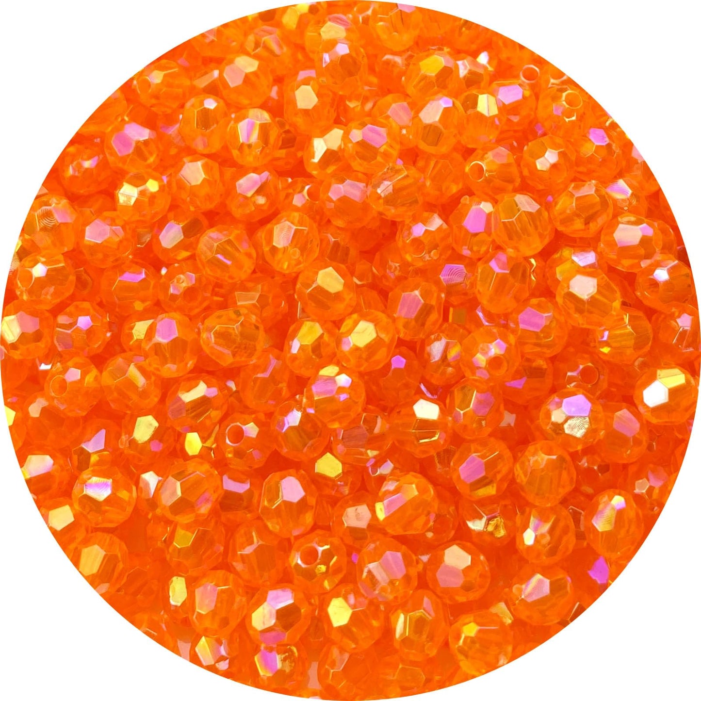 Tingoons 1000 PCS 6mm Acrylic Faceted Spacer Beads AB Color Glossy Round Loose Beads for Jewelry Making Bracelet Necklace Earring Ornament Wind Chimes Key Chains(Hot Orange AB)
