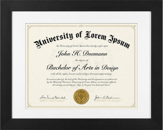 Americanflat 11x14 Diploma Frame with Shatter-Resistant Glass - Use as 8.5x11 Frame with Mat or Display 11x14 Documents Without Mat - Certificate Frames with Engineered Wood for Wall Display - Black