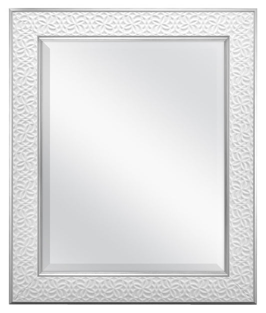 MCS Nordic Blossom Large Wall Mirror, Modern Rectangle Mirror Home Decor for Living Room, Bedroom, or Bathroom, 21 by 25 Inch, White