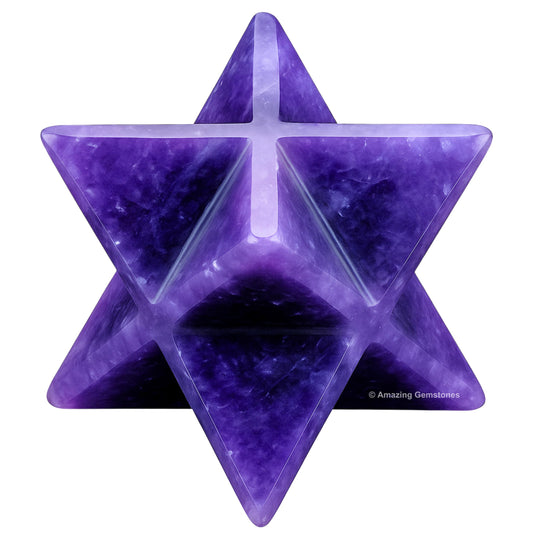 Amazing Gemstone Lepidolite Merkaba Crystal - 0.75 Inches Metaphysical Merkaba Star for Meditation - Energetic Tetrahedron Crystal and Healing Stones for Spiritual Growth and Healing (15-20mm)