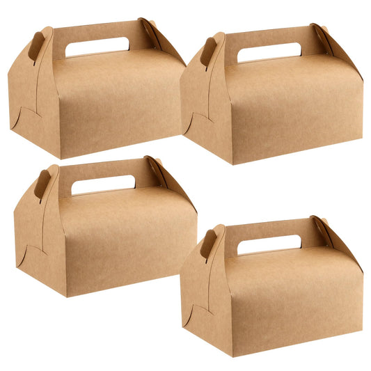 HEIHAK 50 PCS 8x6x4 Inch Large Gable Boxes Bulk, Gift Boxes with Handle, Treat Party Favor Boxes for Birthday,Wedding,Picnic and Christmas