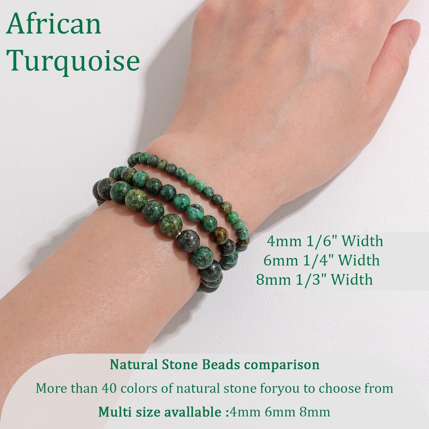 Vinswet Healing Crystal Bracelets for Women Men 6mm African Turquoise Natural Stone Beaded Stretch Bracelet Handmade Gemstone Reiki Spiritual Jewelry Gifts