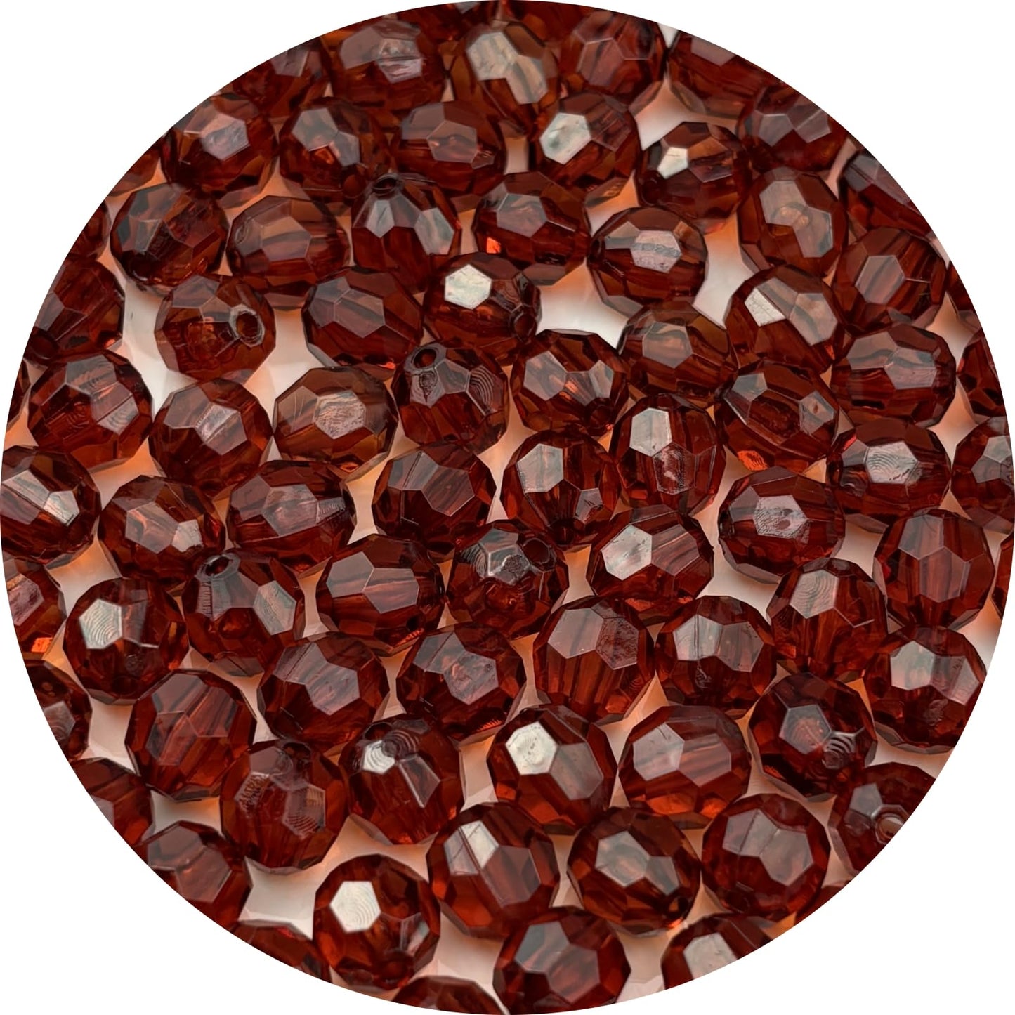 YUEXIGO 400pcs 8mm Acrylic Round Faceted Beads for Crafts Faceted Spacer Beads for Sewing Crafts Decoration Necklaces Bracelets Earrings Jewelry Making(Drak Coffee)