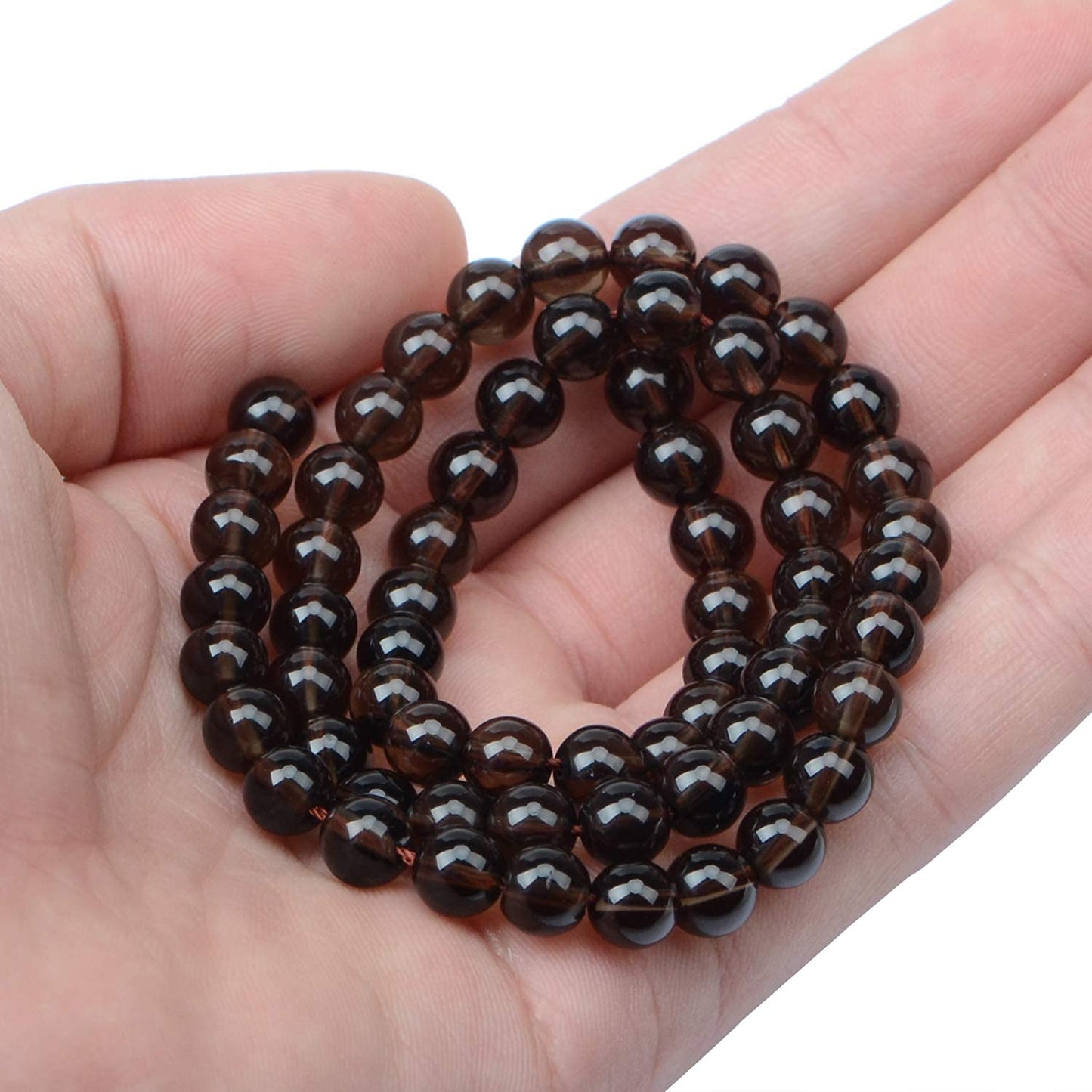 AD Beads Natural Gemstone Round Loose Beads 15" for Bracelet Necklace Earrings Jwelery Making Crafts DIY (6mm, Smoky Quartz)
