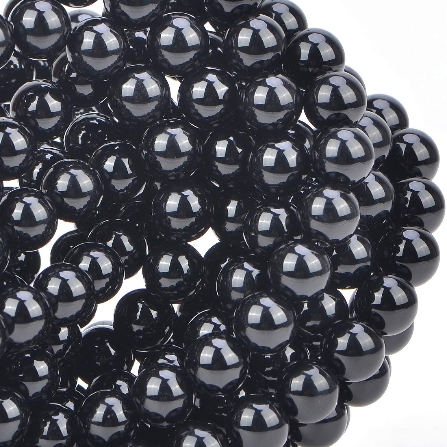 80Pcs Natural Crystal Beads Stone Gemstone Round Loose Energy Healing Beads with Free Crystal Stretch Cord for Jewelry Making (Tourmaline Black, 10mm)