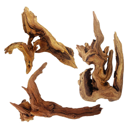 GDMYST 3 Pcs Natural Driftwood for Aquarium, Aquarium Driftwood Freshwater 8-10 Inch, Assorted Size Mopani Wood, Twisted Branches for Fishtank Accessories, Reptile Terrariums Decorations