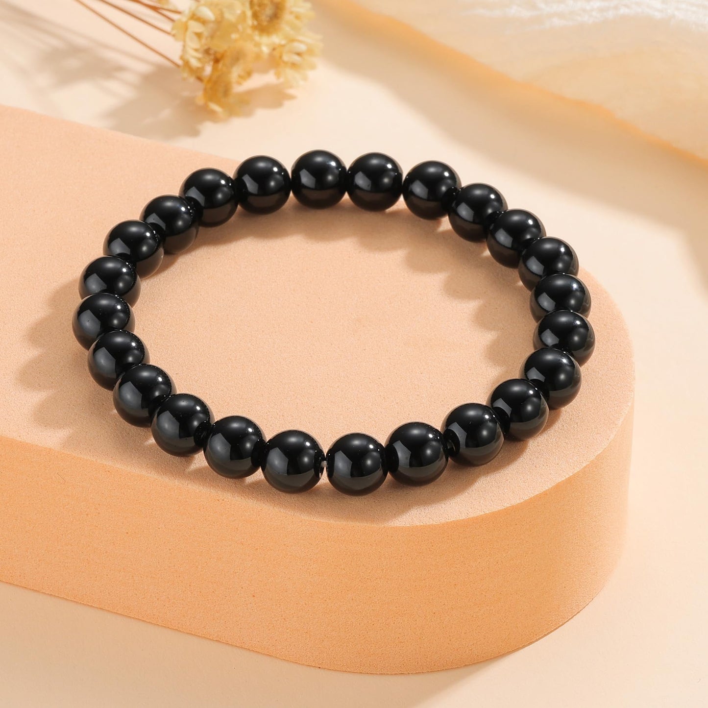 Udolfly Womens Crystal Beaded Bracelets for Women Men Protective Energy Bracelet Natural Gemstone Bead Bracelet 6mm Obsidian