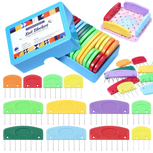 AnoleAir 20 Pcs Knit Blocker Pins Combs, Color Knit Blockers Combs for Blocking, Rainbow Knitting Blockers Pins for Blocking Mats Knitting Pins Kit Knitting Tools, Multi Colors