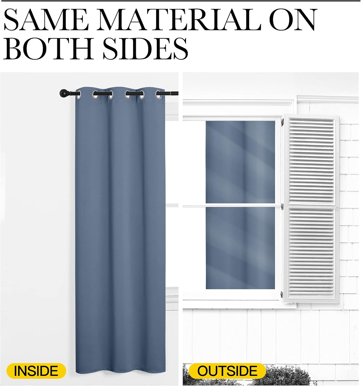 NICETOWN Room Darkening Curtain Panels - Thermal Insulated Blackout Draperies | 108" Length, Stone Blue, 2 Pieces