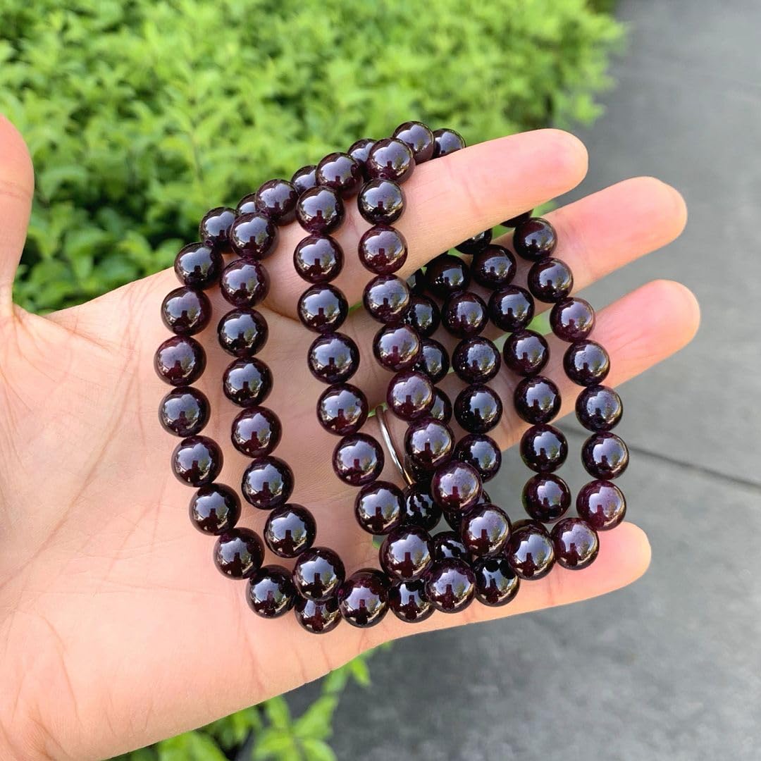 Adabele Real Natural Garnet Bracelet 8 inch Stretch Gemstone Beaded Bracelet Chakra Healing Crystal Stone Jewelry Women Mom Gift (Unisex) GB8-C8