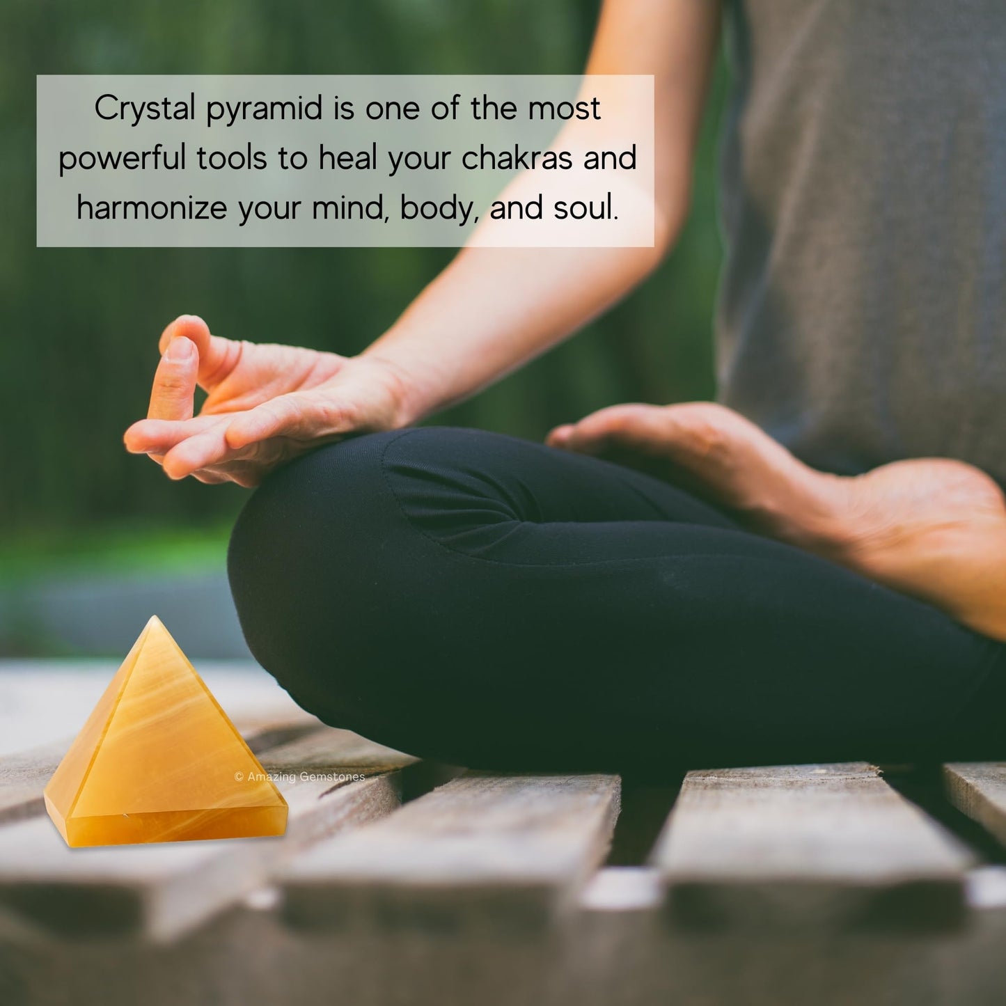 Yellow Calcite Pyramid Crystal Healing Stones - 1" Great Pyramid Figurine of Natural Stone Pyramid for Meditation, Reiki, Chakra Balancing and Crystal Pyramids Grid