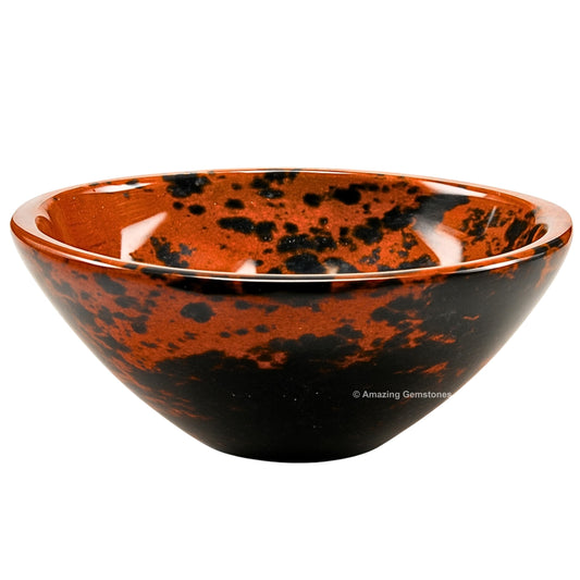 Mahogany Obsidian Crystal Bowl - 2 Inch Decorative Bowls for Room and Home Decor - Gemstone Healing Crystals for Elegant Display, Positive Energy Balance and Gift