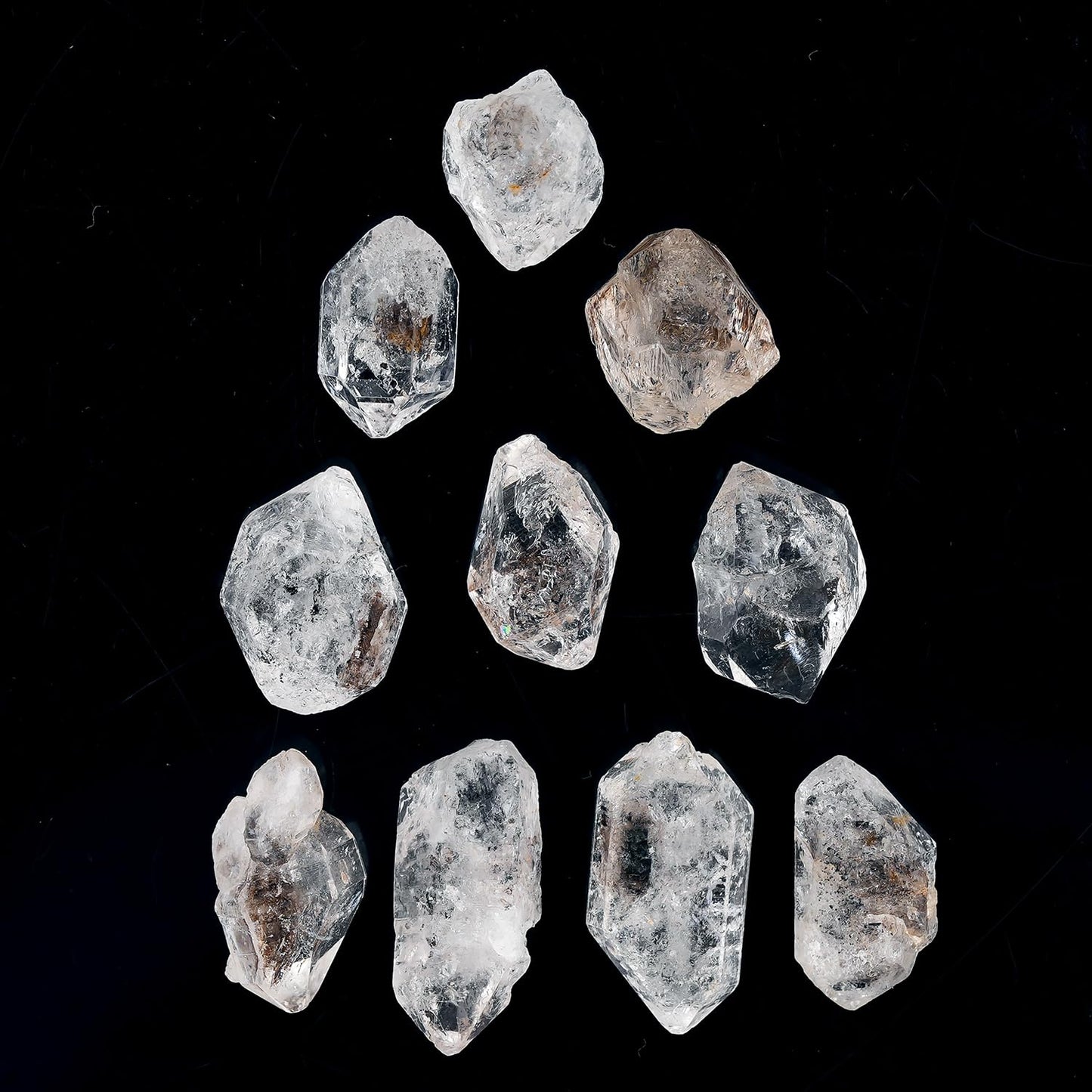 ColouredRocks (10 pcs. BLACK HERKIMER DIAMOND Crystals, Raw Stones, Rough Gemstones, Jewelry Making Supply, Cabbing, Polishing, Cutting, DIY, Crafts (80+ carats.) (12-16 mm.)