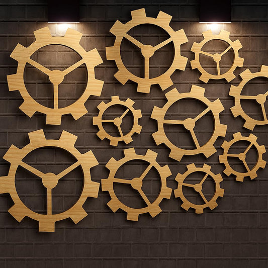 10Pcs Wooden Gear Set - Vintage Industrial Style Wall Decor with DIY Craft Options for Kids，Gear Up for Creativity: Vintage Wood Gears for Wall Art (Includes 4 Sizes)