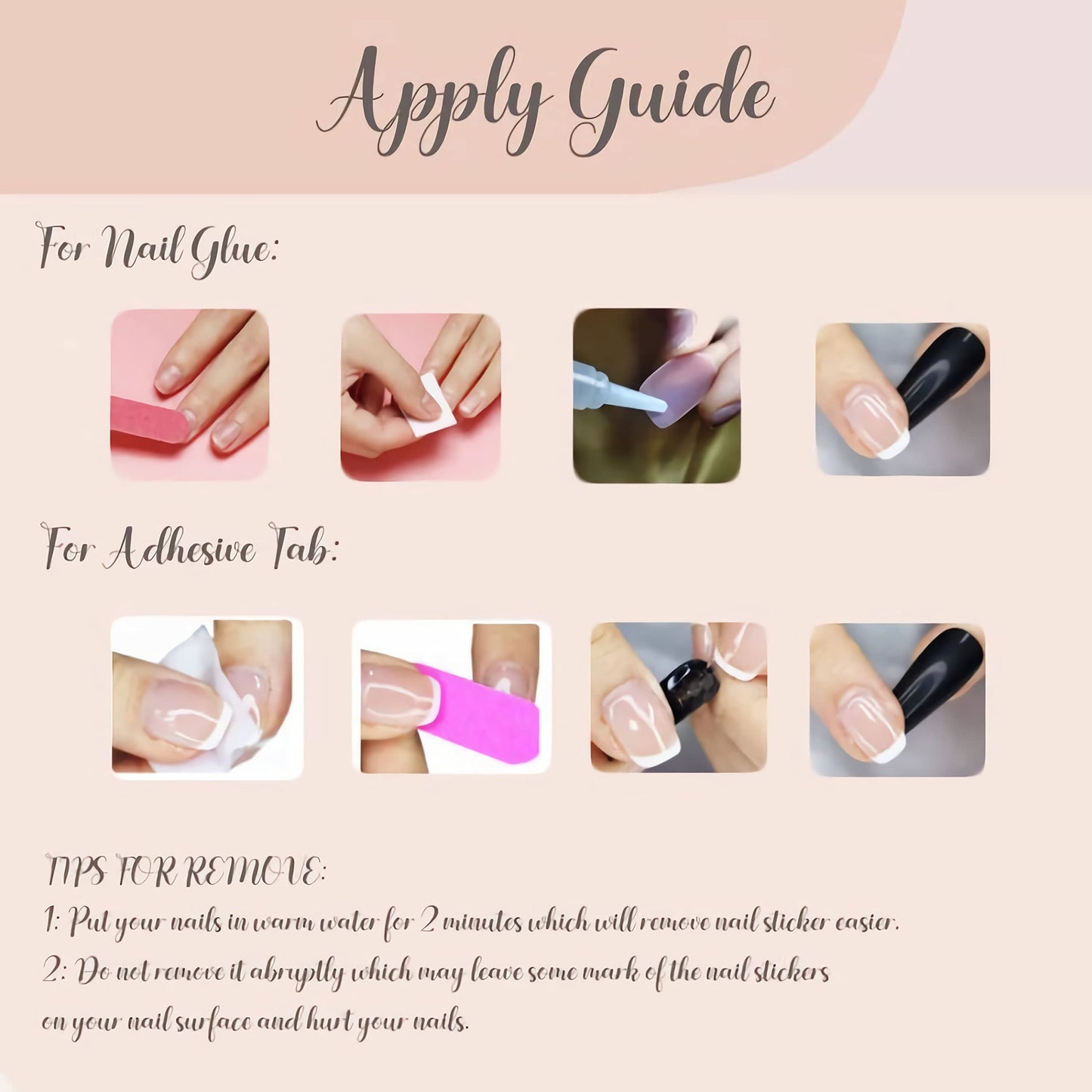 BABALAL Fall French Tip Art Nails Medium Square 24Pcs Squoval Manicure False - Brown Glue on Shiny Acrylic Heart Rhinestone Design Cute Nails for Women & Girls
