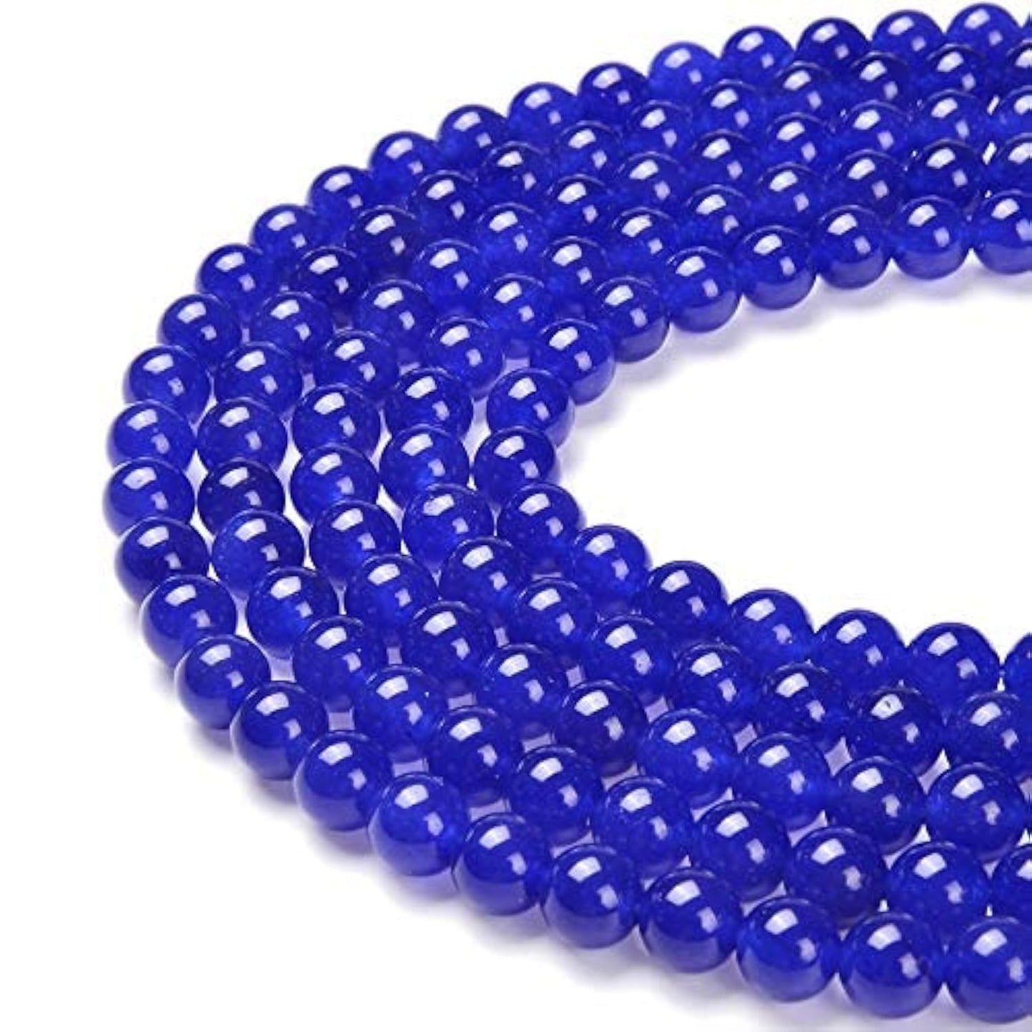 PLTbeads Gorgeous Blue Dyed Jade Natural Gemstone Loose Beads 6mm Smooth Round Approxi 15.5 inch DIY Bracelet Necklace for Jewelry Making