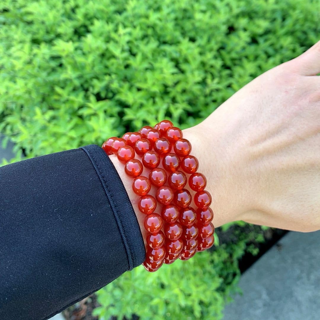 Adabele Real Natural Carnelian Red Agate Bracelet 8 inch Stretch Red Gemstone Beaded Bracelet Chakra Healing Crystal Stone Jewelry Women Mom Gift (Unisex) GB8-C29