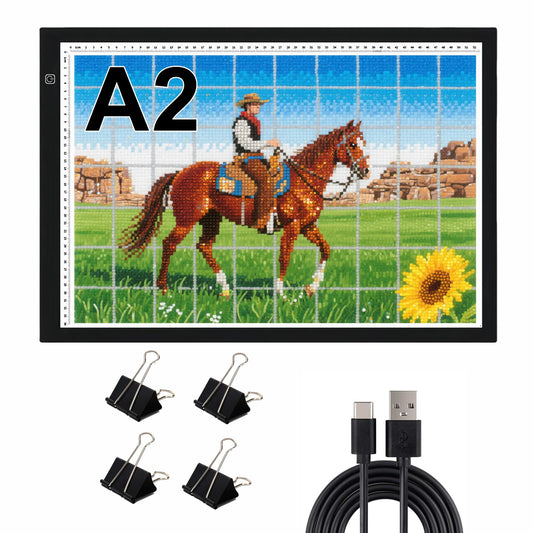 A2 Extra Large Tracing LED Light Pad for Diamond Art, Sketching, Painting - Adjustable Brightness, Sketching, Tracing - USB Powered DIY Diamond Art Light Box - No mesh No dot
