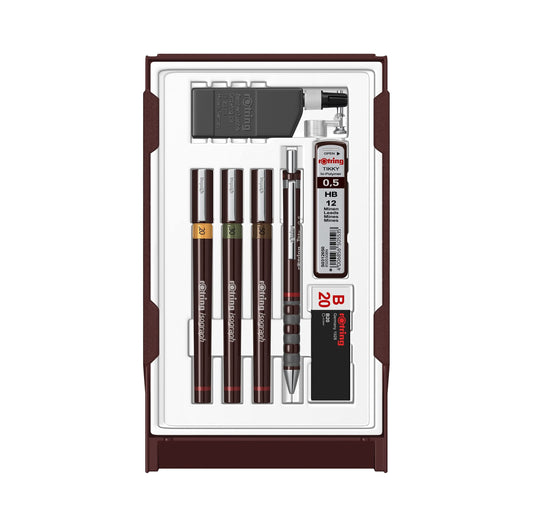 rOtring Isograph Technical Drawing Pen College Set, (0.20, 0.30, 0.50 mm), Includes Pens, Pencil, Eraser, and More - Designed for Precision