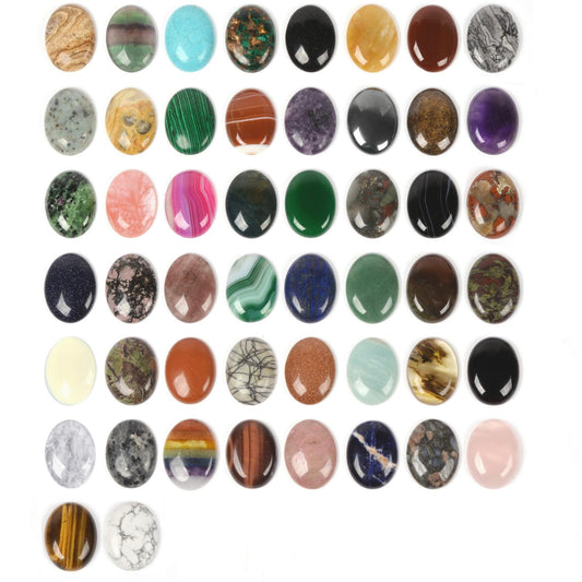 24pcs Assorted Gemstone 40mm Oval Cab Cabochon Flatback Gemstone Jewelry Accessories For Jewelry DIY Making