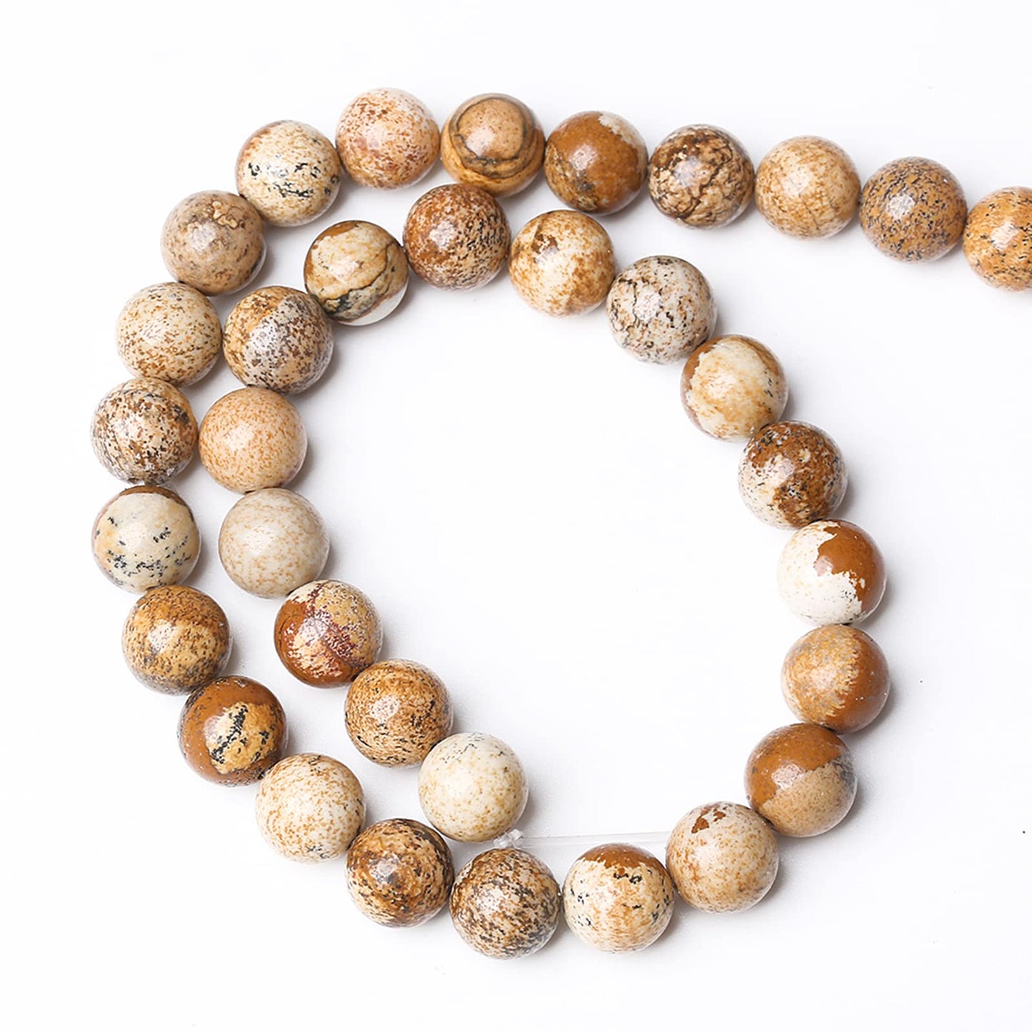8MM 45PCS Natural Stone Picture Jasper Loose Beads for Jewelry Making DIY Bracelet