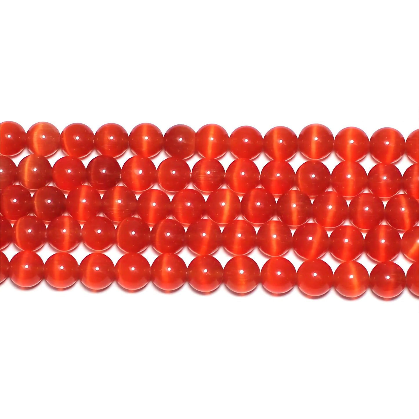 MJDCB 60pcs Red Cat Eye Stone Beads 6mm Round Crystal Loose Bead for Jewelry Making DIY Bracelets Necklace Accessories