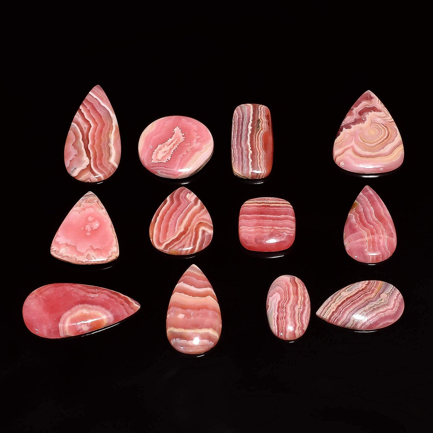 Gemkora Natural Pink Rhodochrosite Cabochon Gemstones Wholesale Lot Jewelry Making, Loose Crystals Supply, Healing Stones, Mix Pack, Crystals, Bulk Deal, Stones, 18 to 25mm (3 to 4pcs)