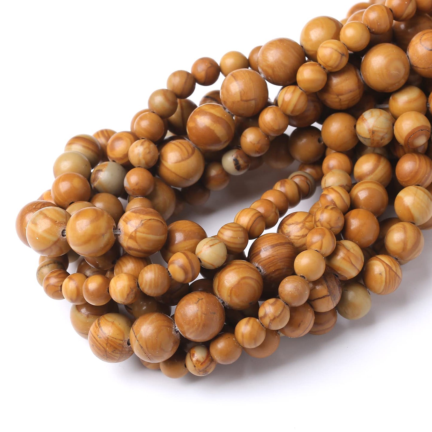 45PCS 8MM Natural Woodgrain Jasper Stone Beads Round Shape Suitable for Jewelry DIY Bracelet 15 Inches