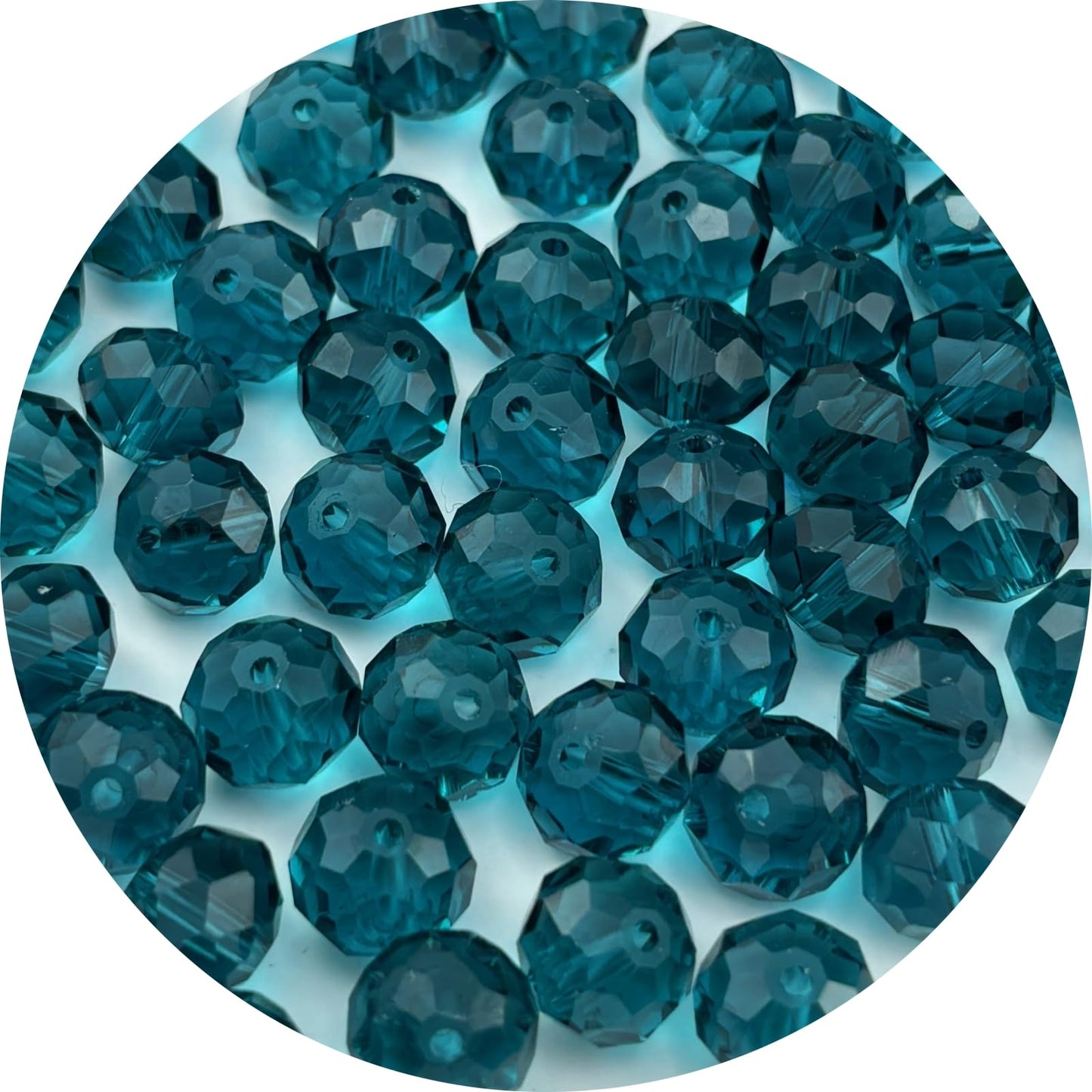 YUEXIGO 150pcs 8mm Crystal Glass Beads for Jewelry Making, Faceted Rondelle Glass Spacer Beads for Wind Chimes Bracelet Earring Necklace DIY Craft(Peacock Blue)