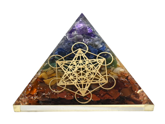 Amazing Gemstone Large Orgone Pyramid | Natural Chakra Pyramid Crystal | Metatron Orgonite Pyramid | Organ Pyramids Positive Energy Healing