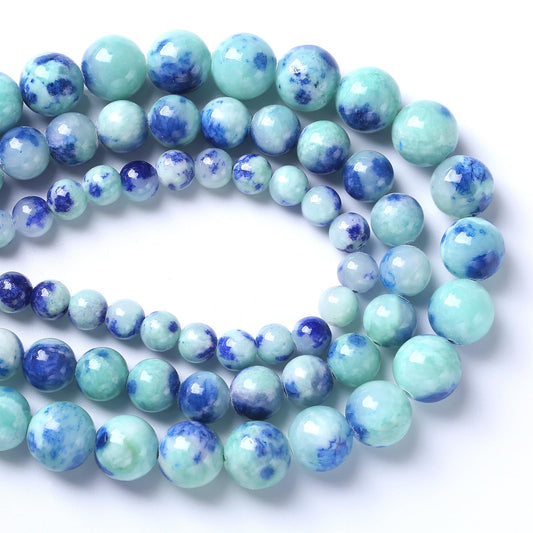 12MM 32PCS Peacock Blue Persian Jade Spacer Loose Beads for Jewelry Making DIY Bracelet Necklace