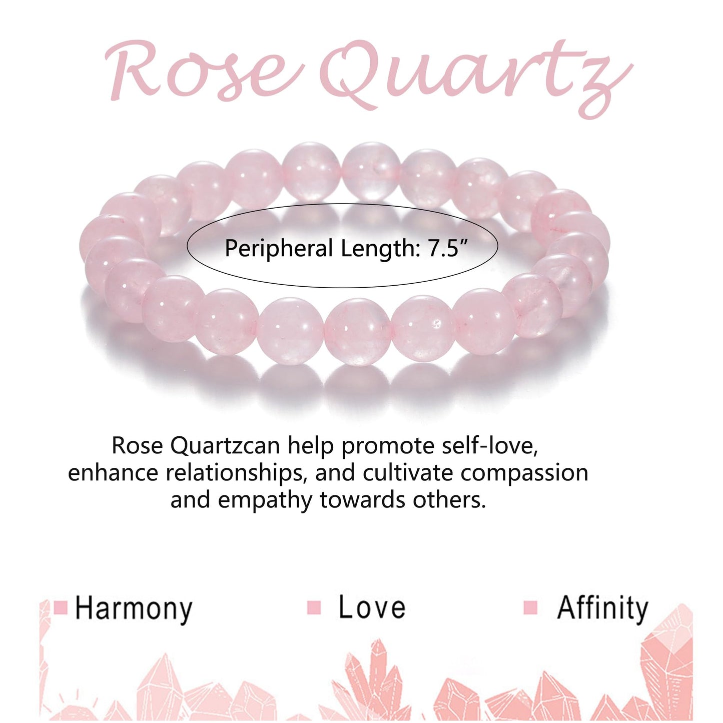 Udolfly Womens Crystal Beaded Bracelets for Women Men Protective Energy Bracelet Natural Gemstone Bead Bracelet 8mm Rose Quartz