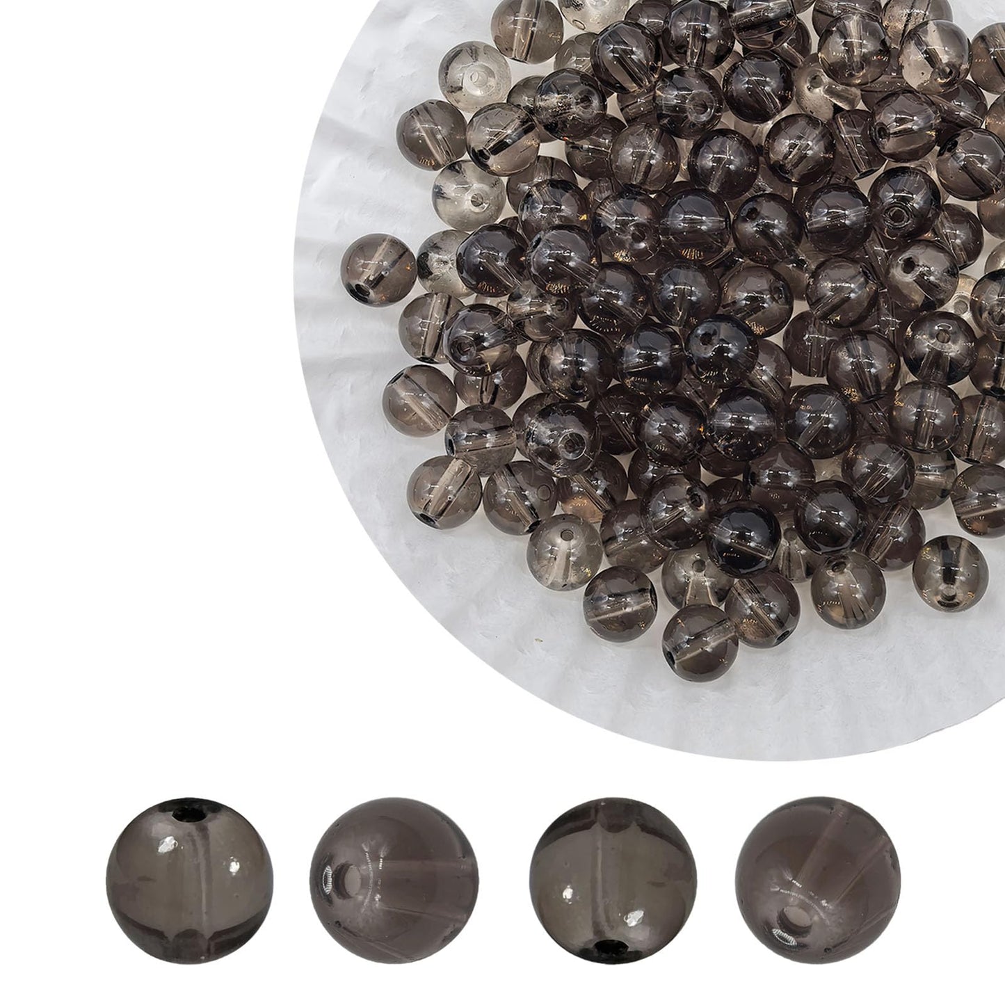 PAMIR TONG 400pcs 8mm Round Glass Beads for Bracelet-Transparent Gray Pretty Smooth Loose Beads for Necklace-Earring-Jewelry Making-Home Deco and DIY Crafts & Projects