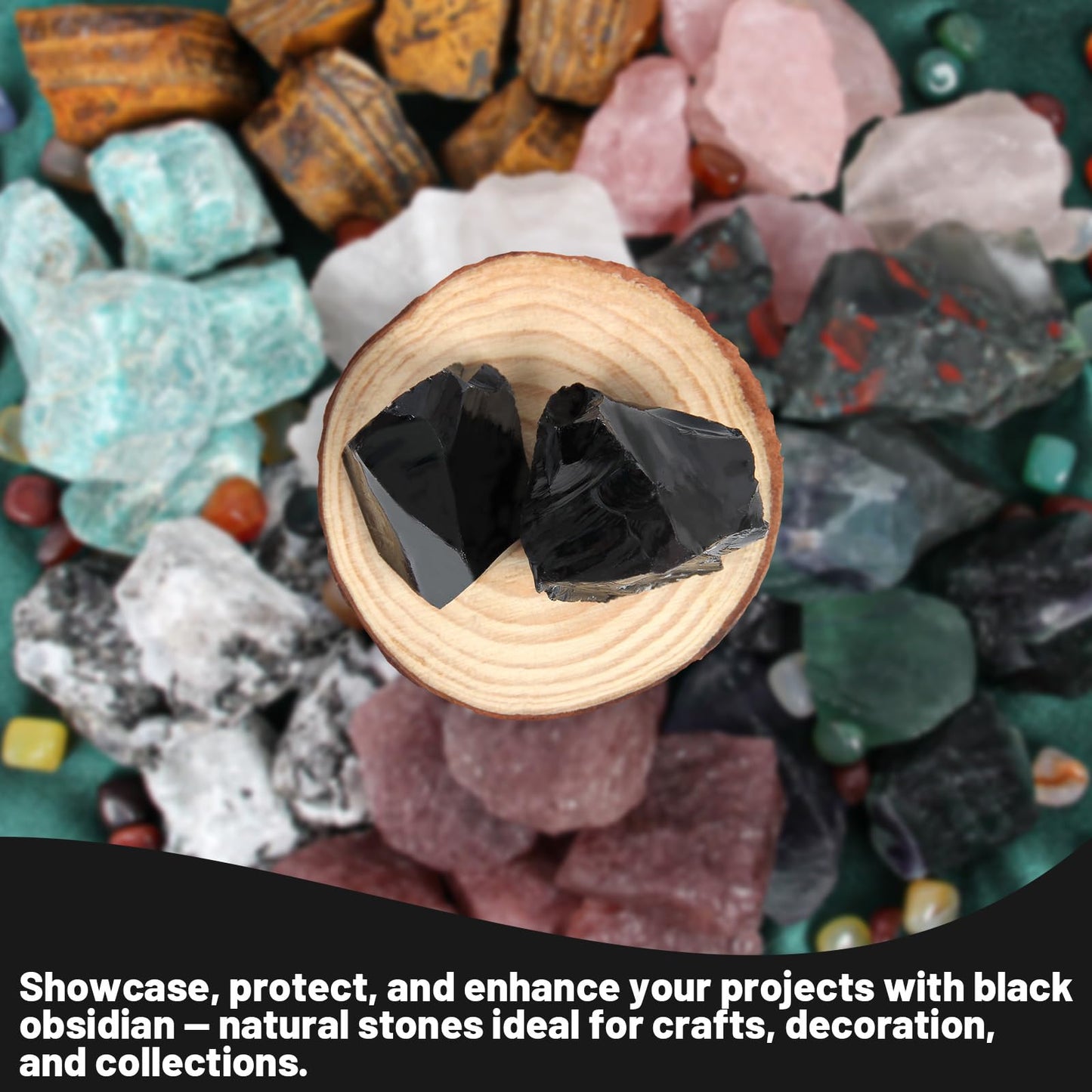 1.1lb Bulk Raw Obsidian Stone Rough Crystal-Natural Obsidian Raw Stones Crystal for Tumbling, Cabbing, Fountain Rocks, Decoration,Polishing, Wire Wrapping, Wicca & Reiki Crystal Healing