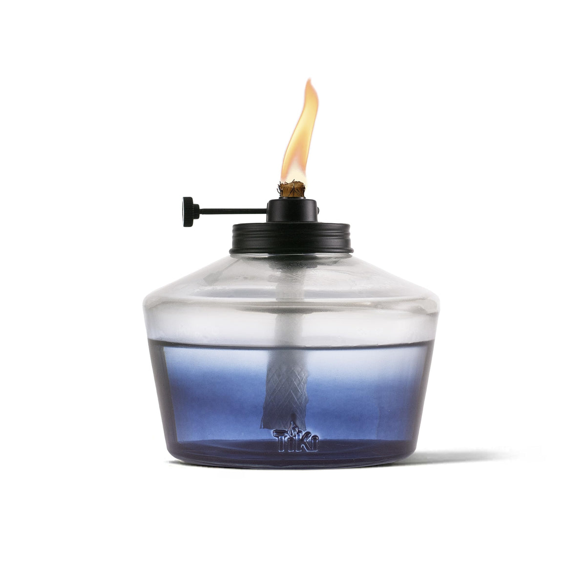 TIKI 6.25" Adjustable Flame Penta Glass Votive Tabletop Torch – Watercolor Blue Outdoor Lighting for Patio & Garden