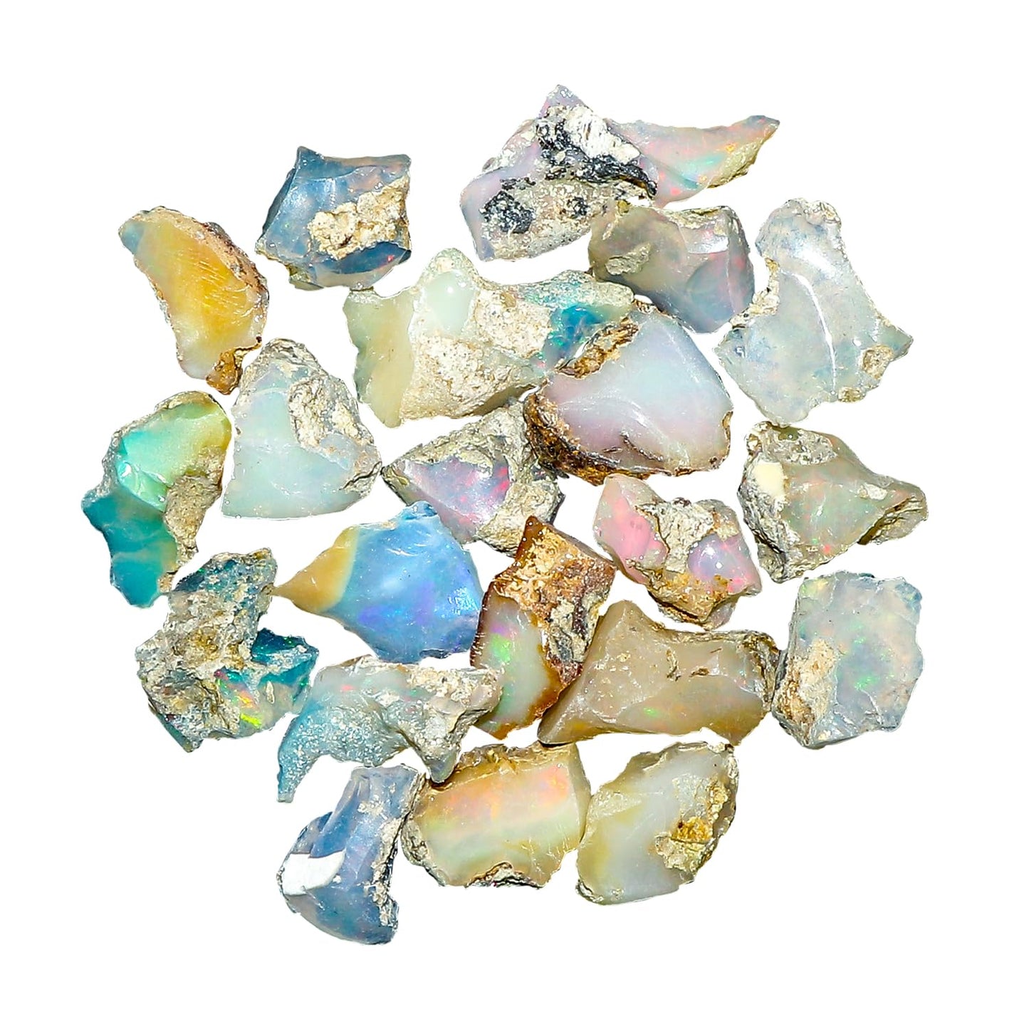 ColouredRocks 50 carats Ethiopian Opal Crystals, Raw Stones, Rough Gemstones, Jewelry Making Supply, Cabbing, Polishing, Cutting, DIY, Crafts (18-20pcs) (6-10mm) (B-Grade)