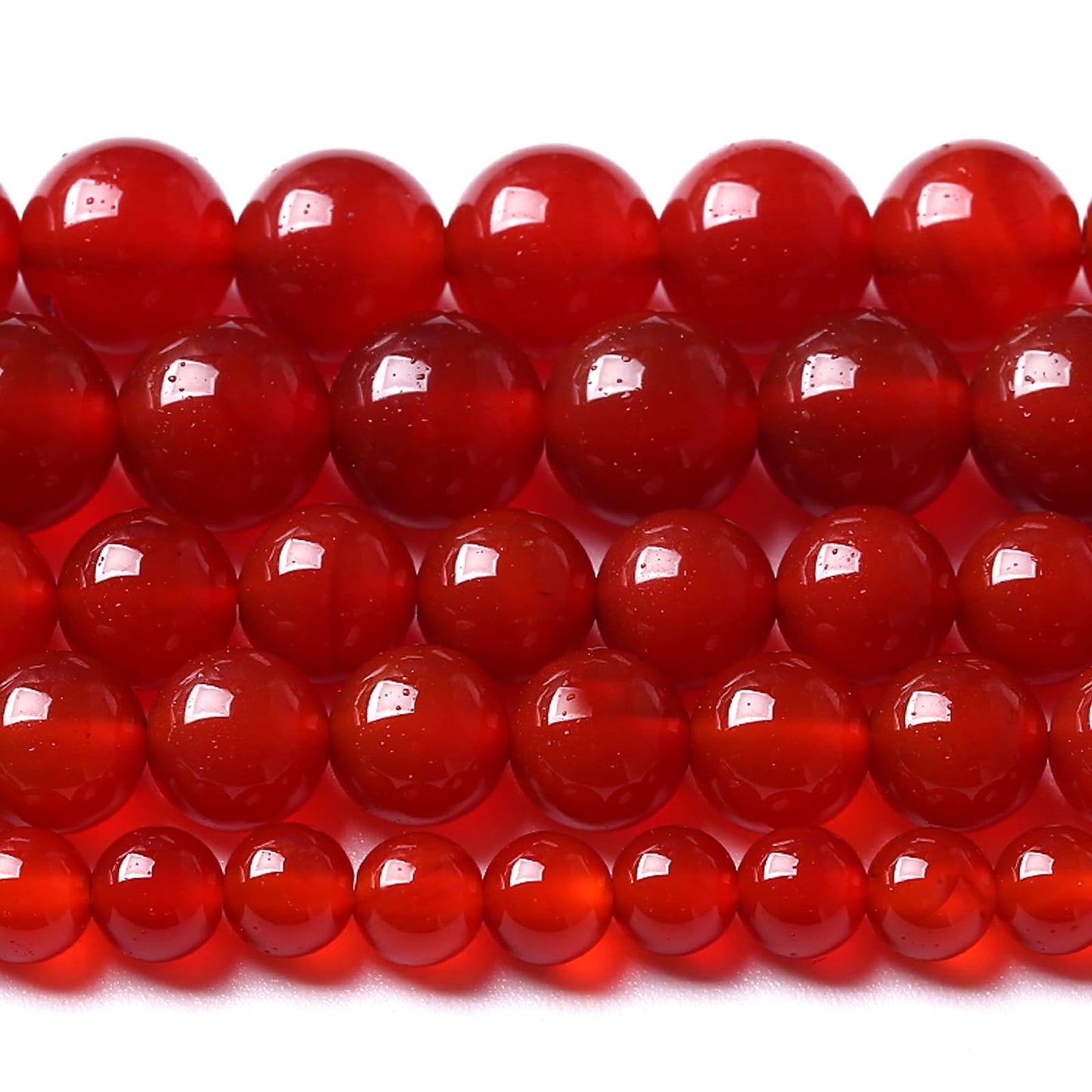 8MM 90pcs Semi-Precious Red Agate Beads Natural Stone Round Loose Beads for Jewelry Making DIY Bracelet Necklace 2 Strands 32"