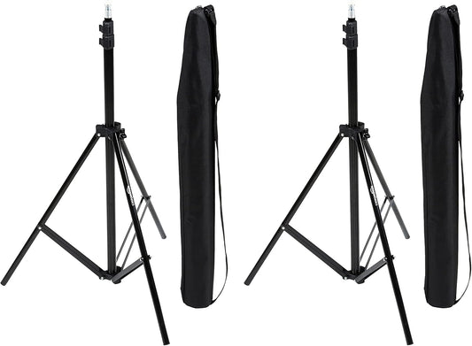 Amazon Basics 2.8-6.7 Pack 2, Portable Aluminum Photography Light Stand Tripod with Case, Adjustable Feet, of Black