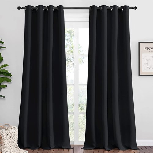 NICETOWN Blackout Curtains for Halloween - Thermal Insulated Drapes | 2 Panels, 55" x 90", Black