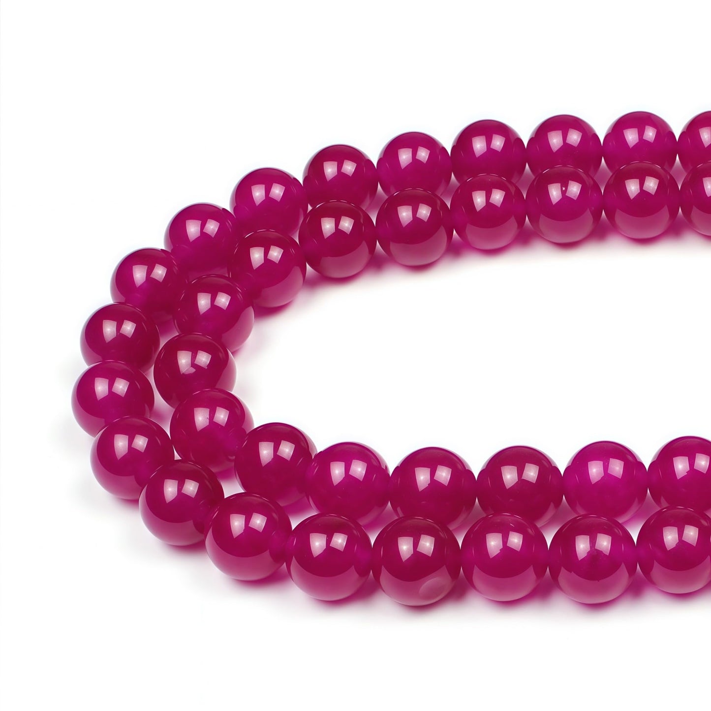 MJDCB Natural Rose Red Jade Round Loose Beads for Jewelry Making DIY Bracelet Necklac (8mm)