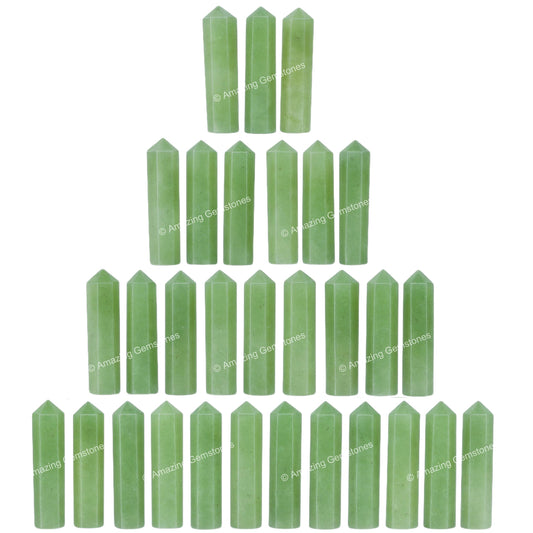Amazing Gemstone Green Aventurine Crystal Points Bulk Healing Crystals - Pack of 3 Single Terminated Healing Wand Point Bulk for Crafts, Crystal Grid, DIY Work - Premium Crystals for Beginners Gift